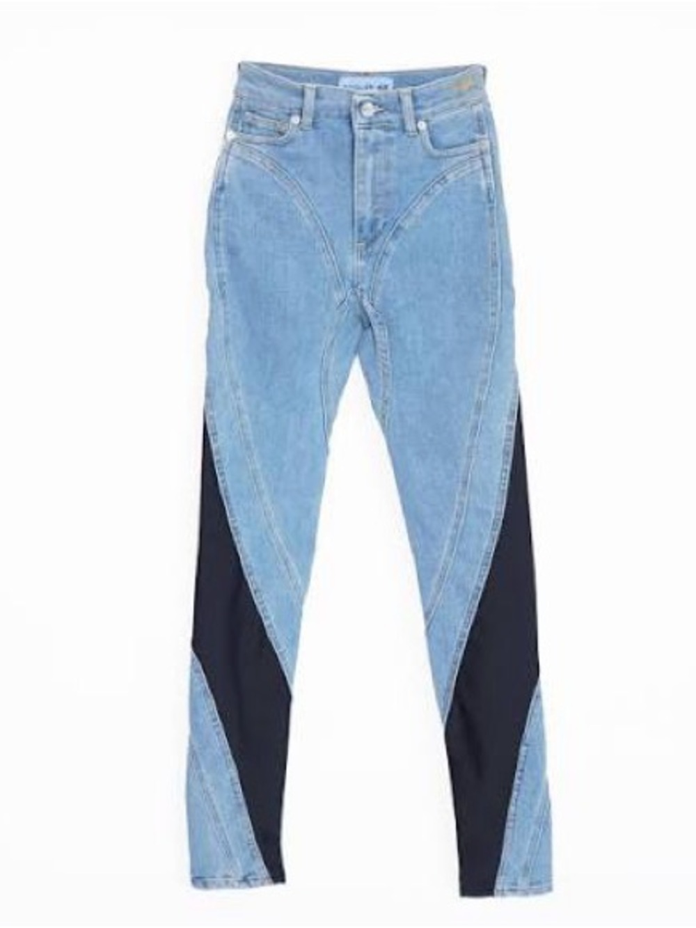 Mugler Light Blue and Navy Two-Tone Skinny Jeans size 46